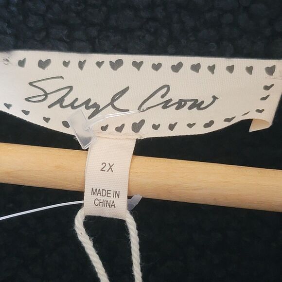 Sheryl Crow Americana Studded Faux Suede Sherpa Moto Black Jacket Plus Size 2X - Picture 5 of 13